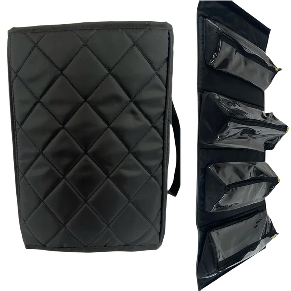 Handbags - Roll-up hanging cosmetic toiletry organizer 4 zip pouches, padded, carry handle